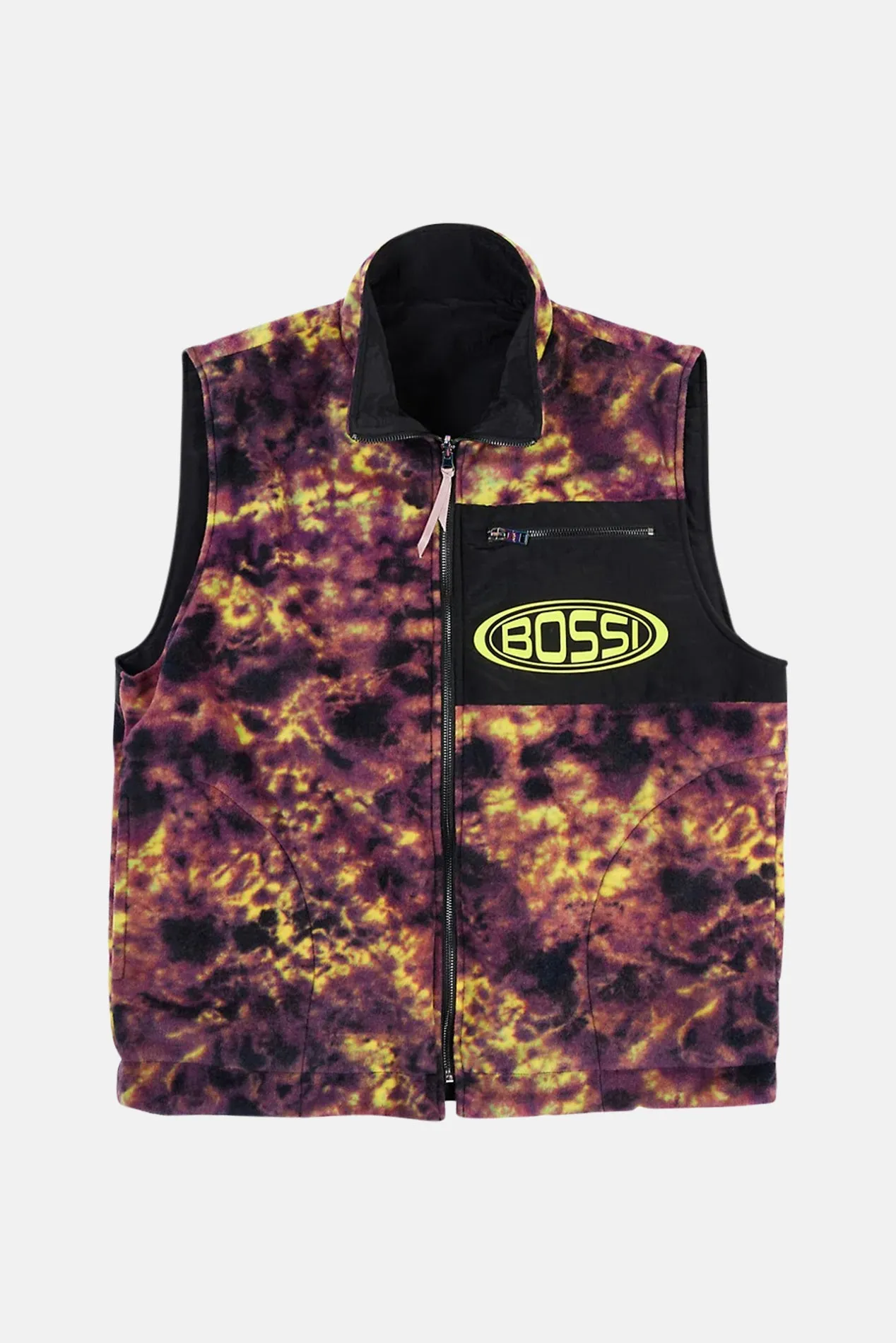 Reversible Fleece Vest Black Tie Dye