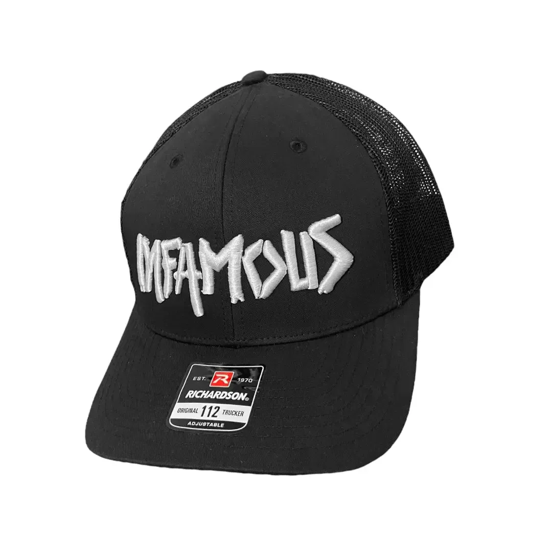 Richardson Snapback Hat - Black (White Infamous Logo)