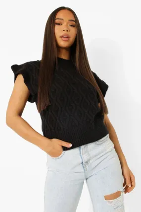 Ruffle Hem Chunky Knit Tank