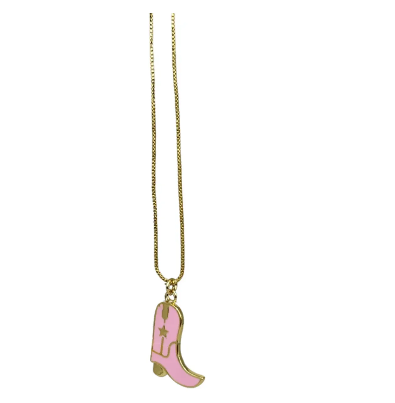 Sahira Pink Enamel Cowboy Boot Necklace