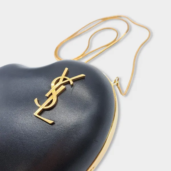 SAINT LAURENT black leather heart bag