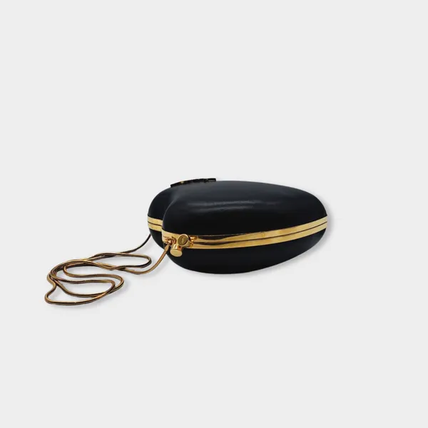 SAINT LAURENT black leather heart bag