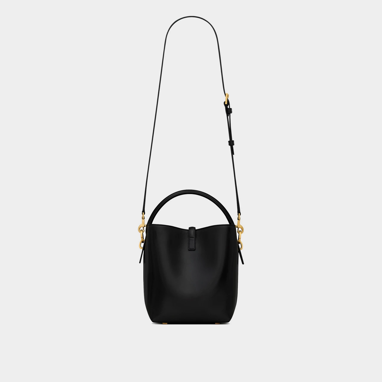 SAINT LAURENT Le 37 Small Shiny Leather Bucket Bag - NERO