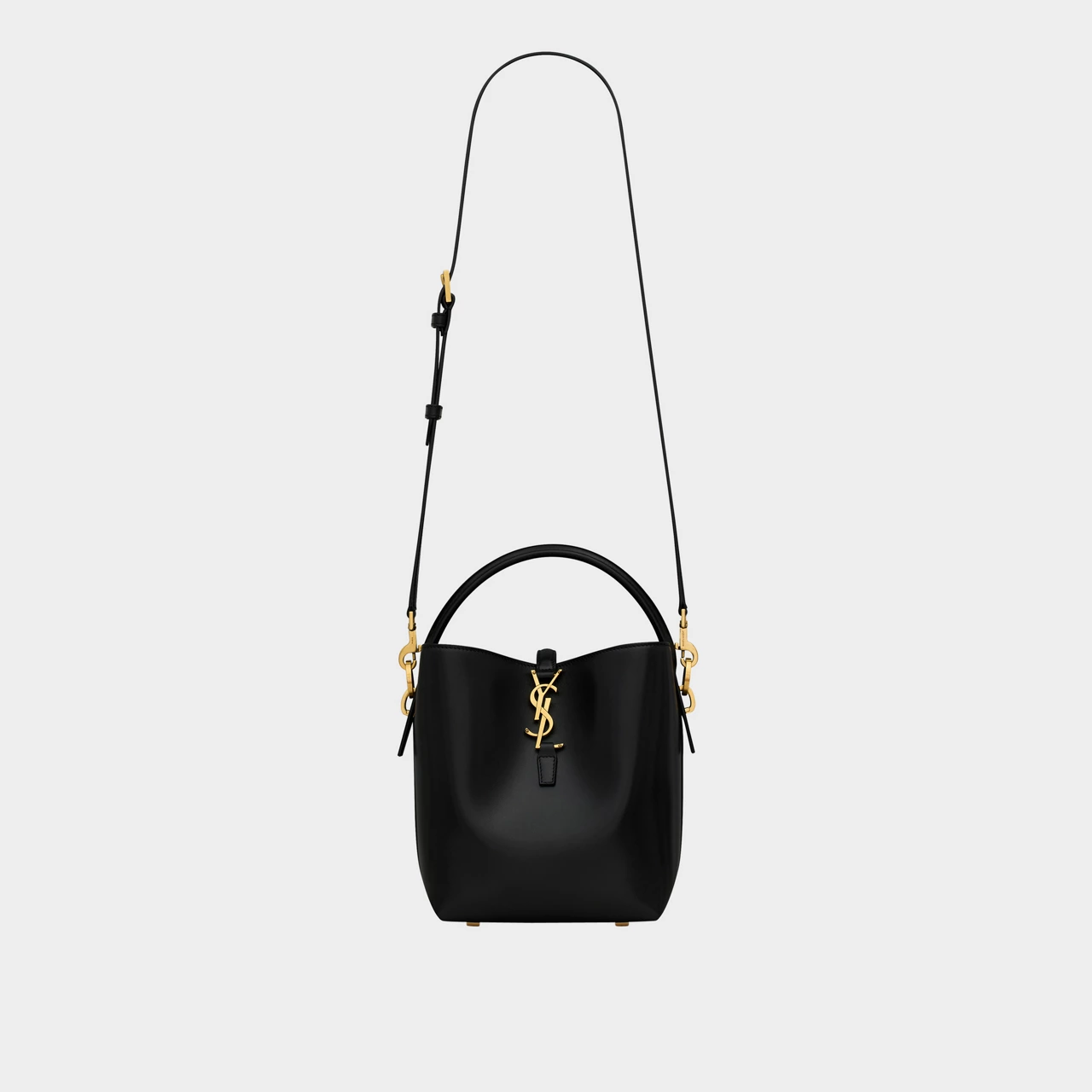 SAINT LAURENT Le 37 Small Shiny Leather Bucket Bag - NERO