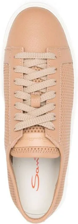 Santoni perforated-design leather sneakers Neutrals