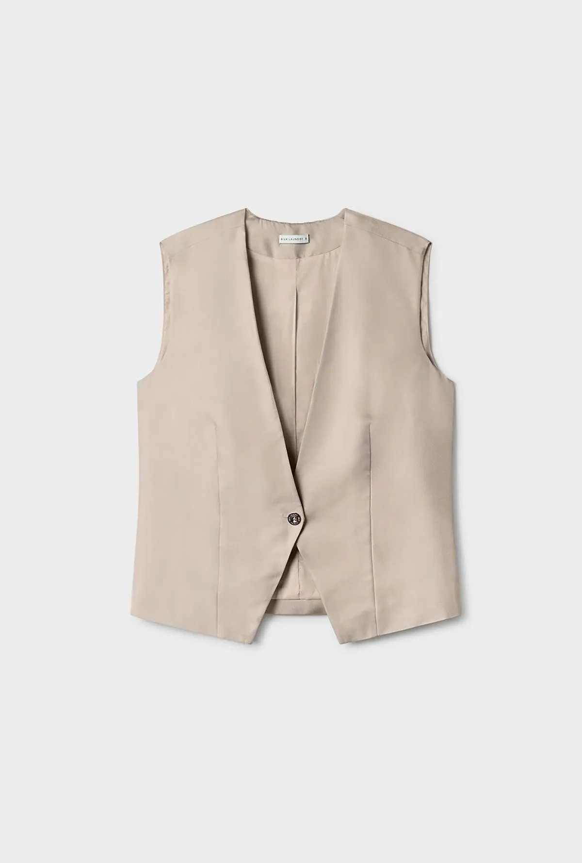 silklaundry.com TWILL SLOUCH VEST - HAZELNUT