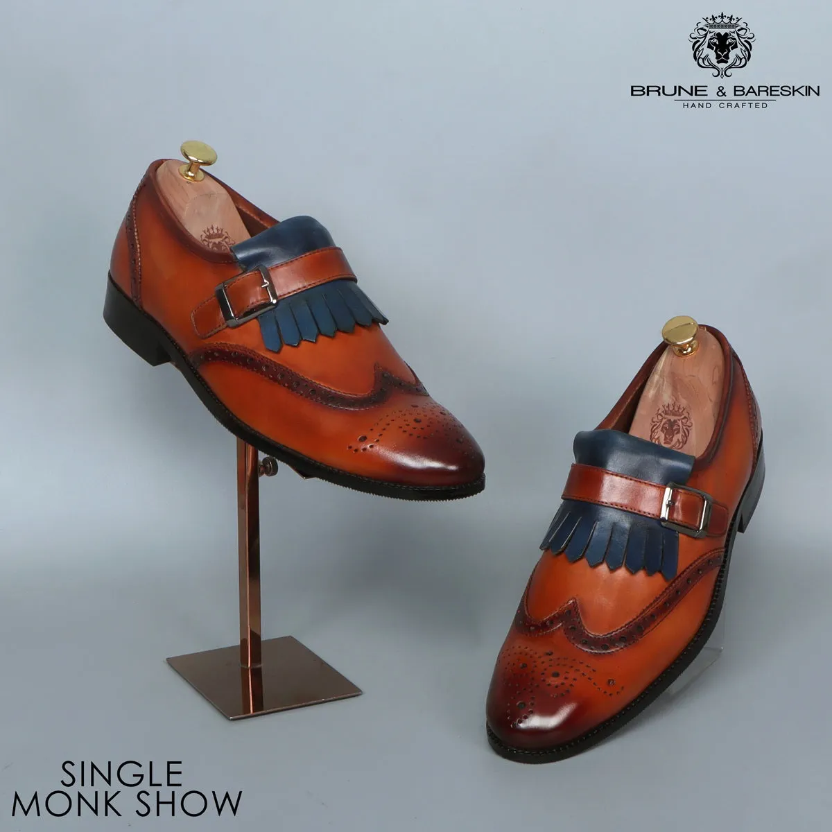 Single Monk Strap Shoes Oxford Design with Fringe