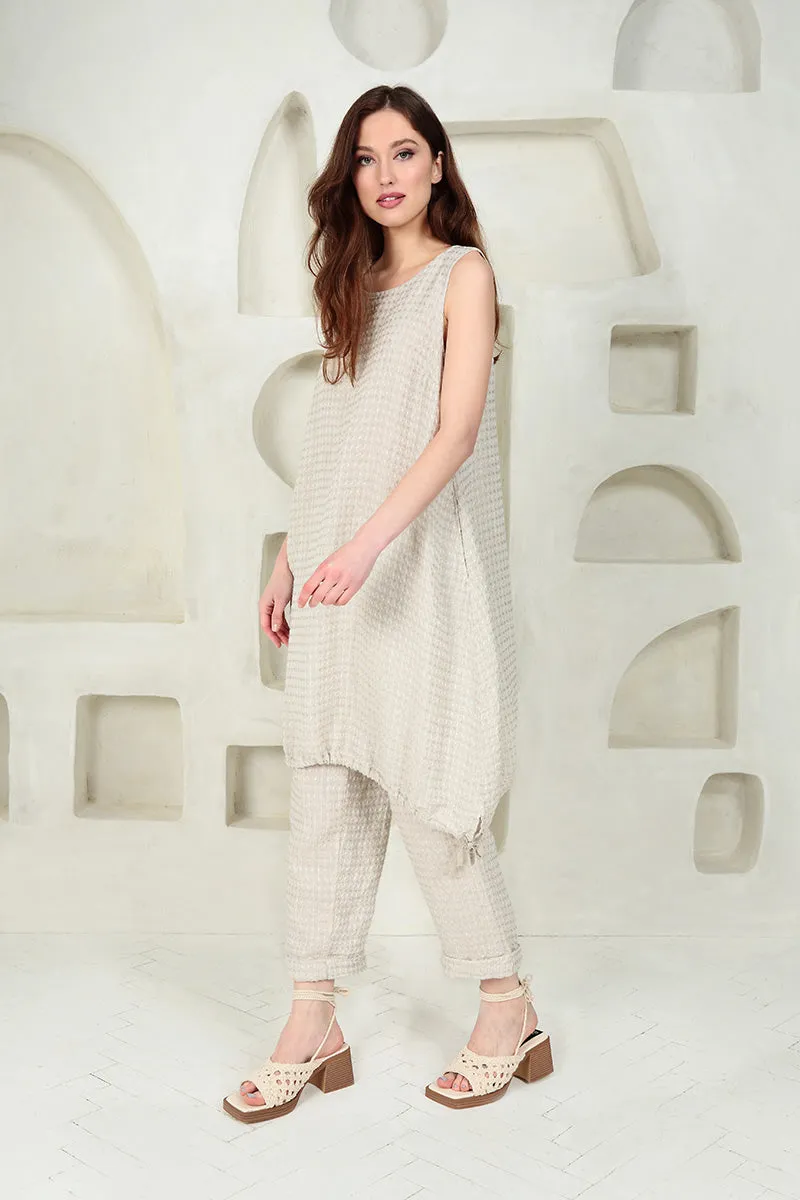 Sleeveless Natural Textured Linen Tunic