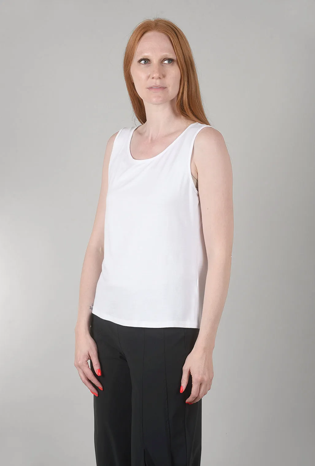 Smooth Jersey Basic Tank, White