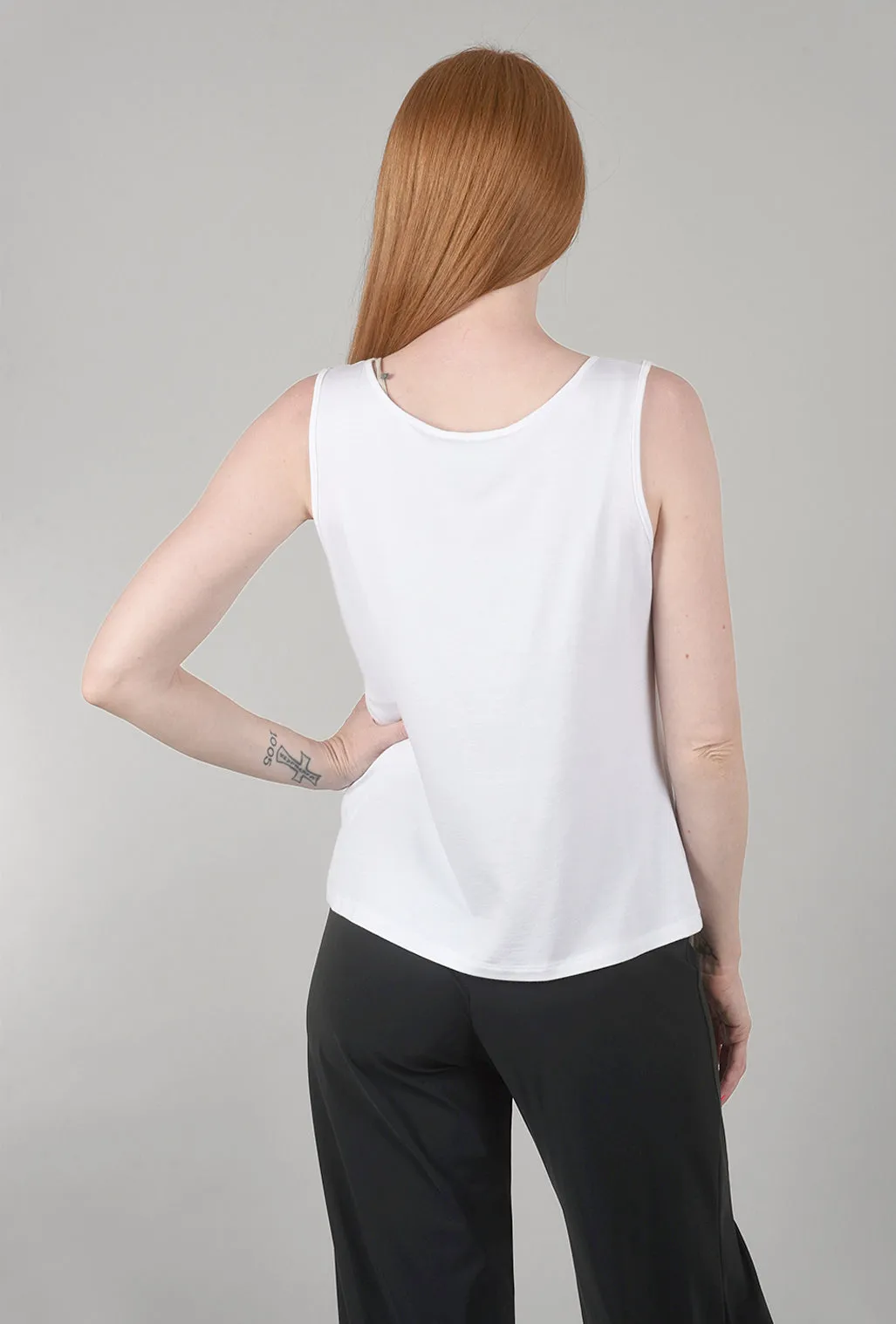 Smooth Jersey Basic Tank, White