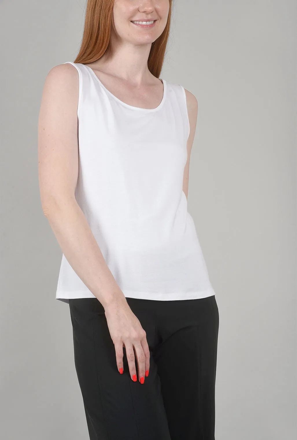 Smooth Jersey Basic Tank, White