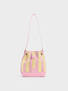 Striped Bucket Bag - Yellow