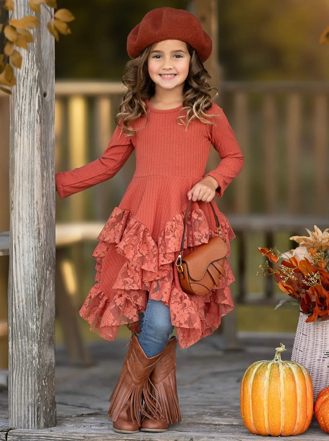 Style Queen Rust Lace Tunic