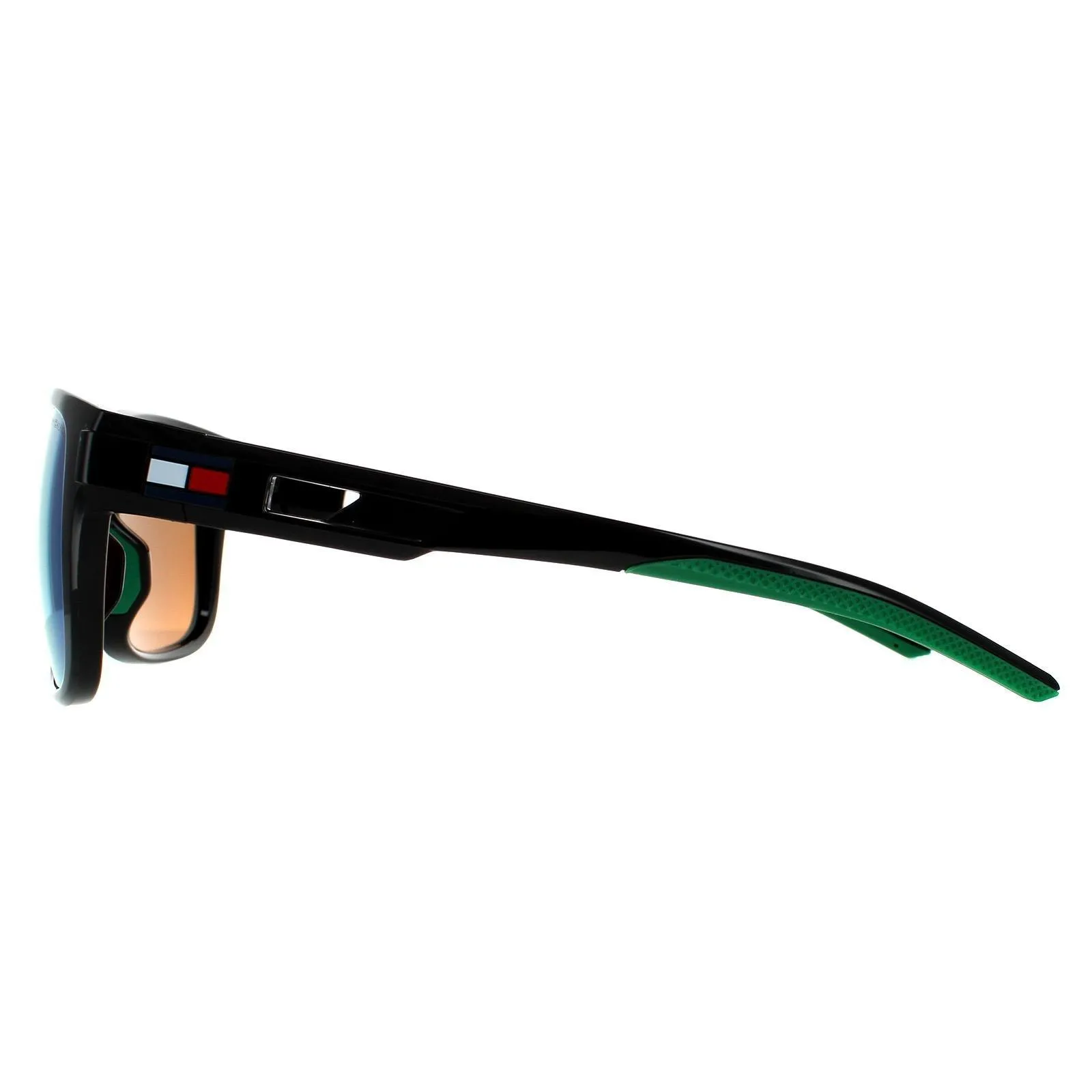 Sunglasses | Wrap Black Green Mirror Sunglasses | Tommy Hilfiger