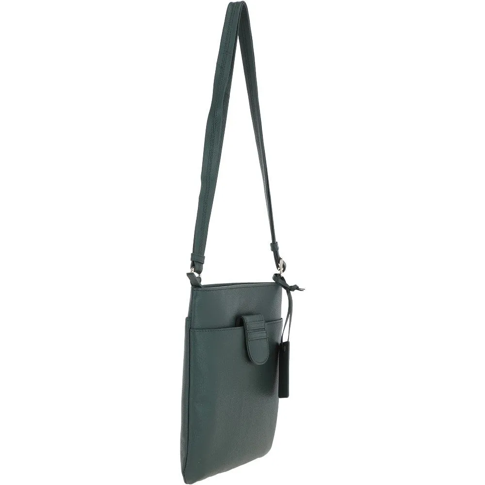 Tab Small Zip Top Leather Cross Body Bag Bottle Green