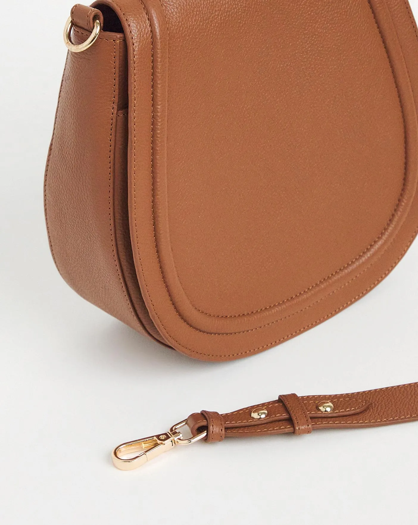 Tan Real Leather Saddle Bag