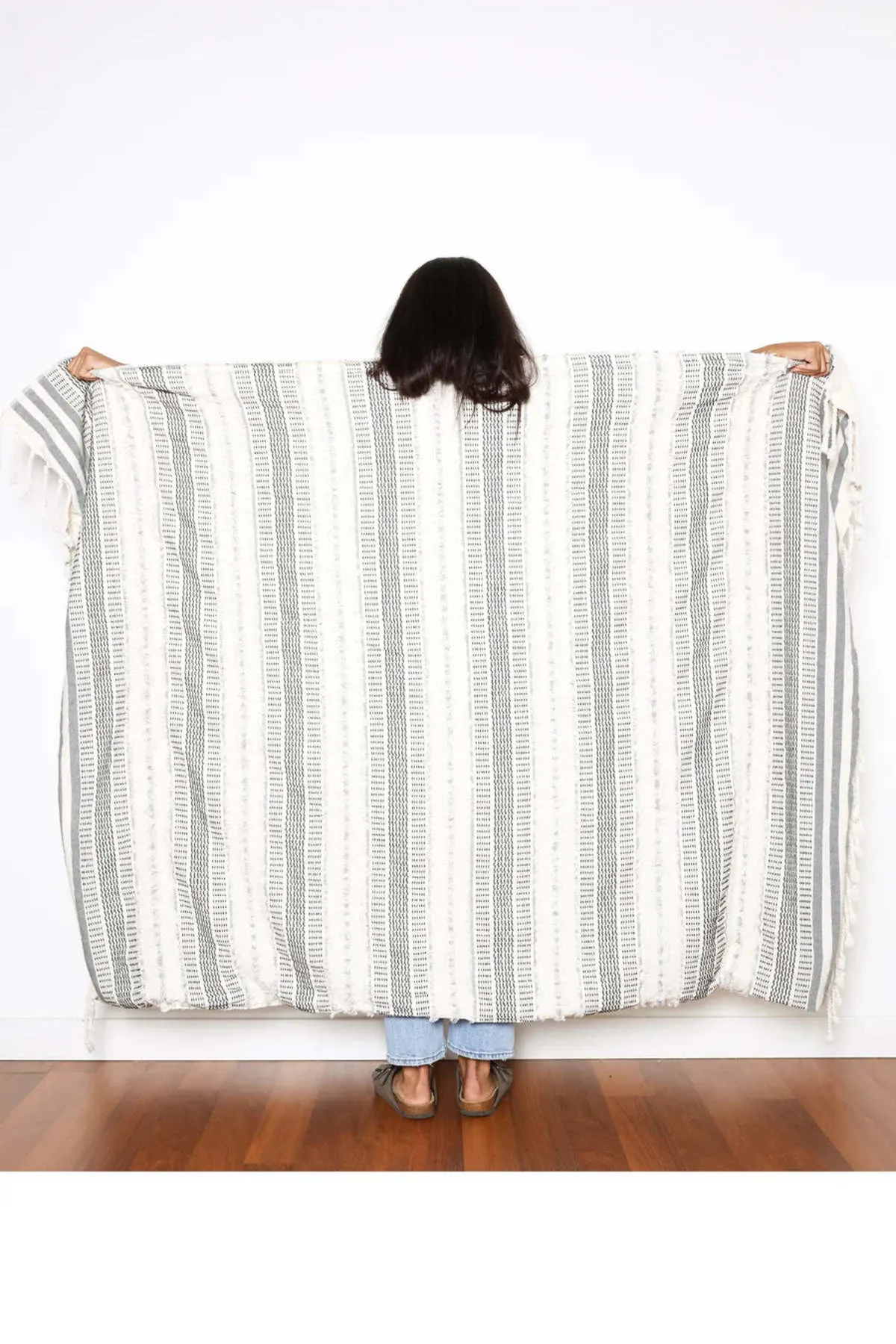 The Ophelia Fleece Throw - Black Stripe