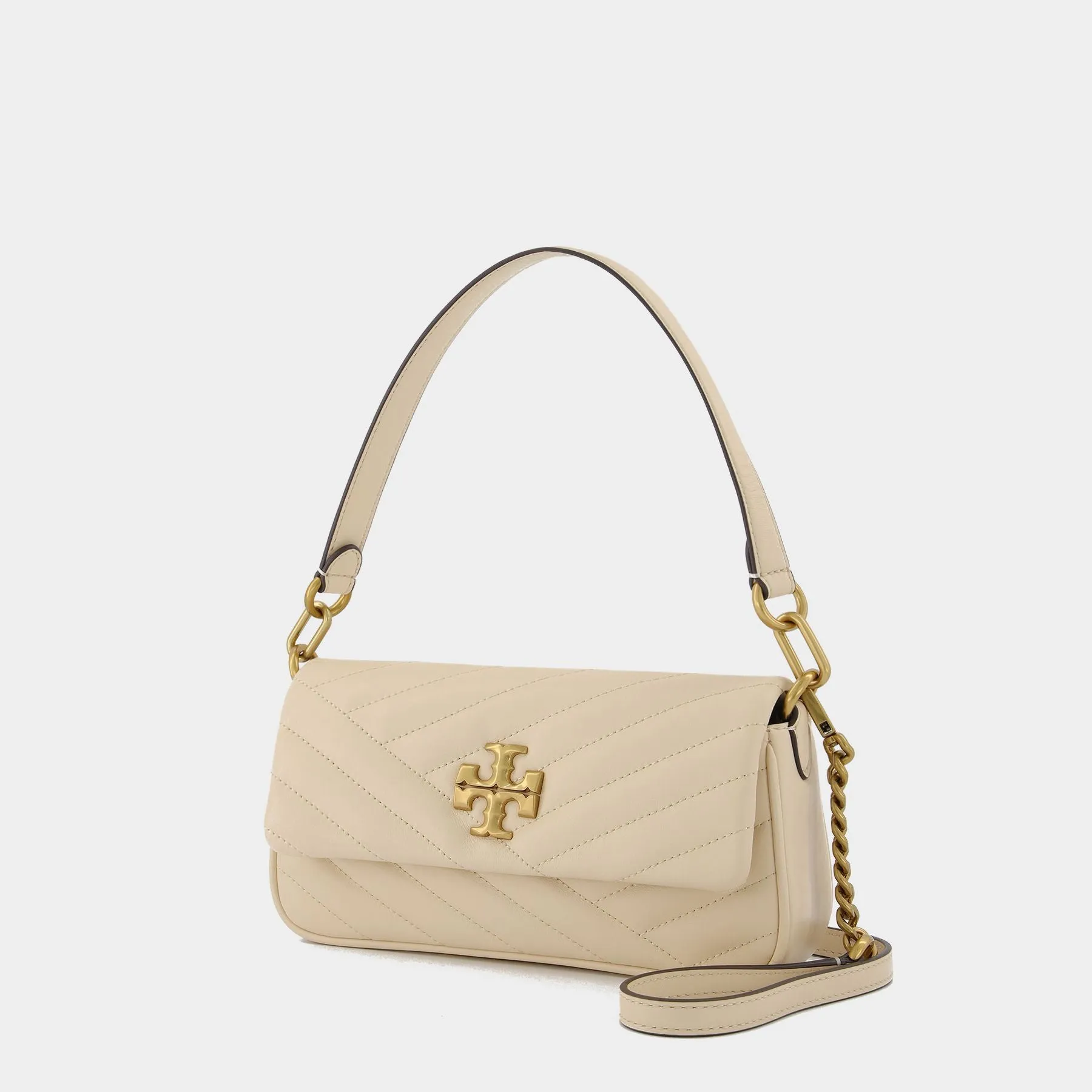 Tory Burch  Kira Chevron Small Flap Hobo Bag - Tory Burch -  New Cream - Leather