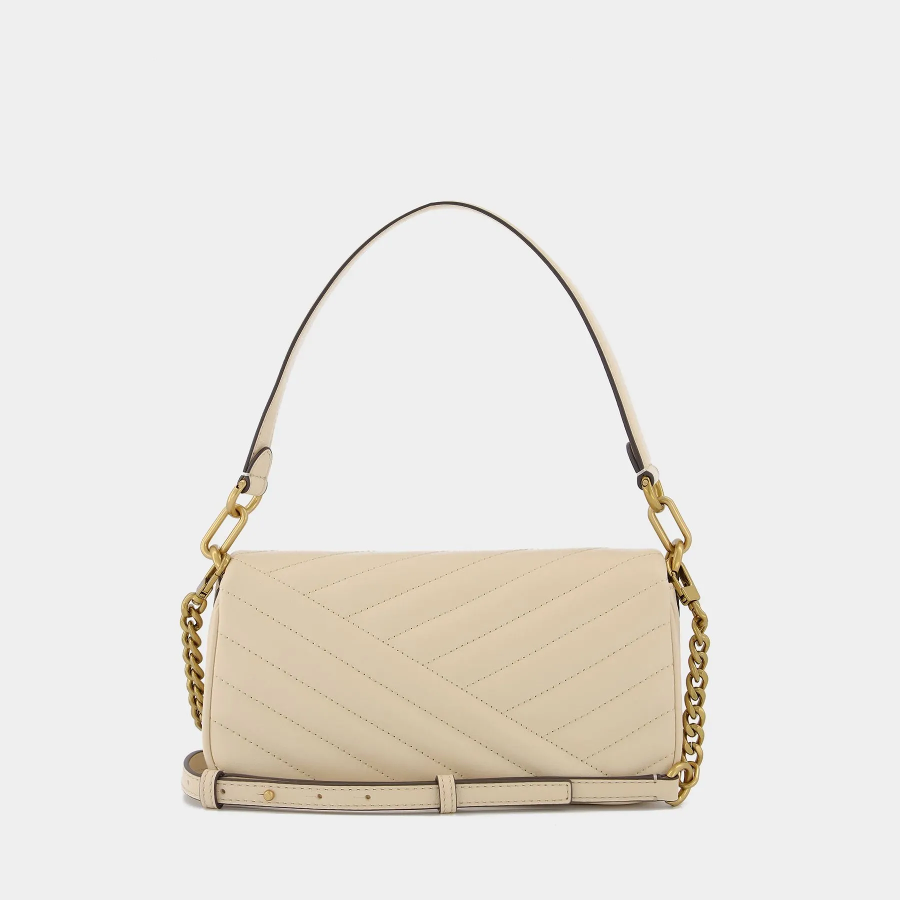 Tory Burch  Kira Chevron Small Flap Hobo Bag - Tory Burch -  New Cream - Leather