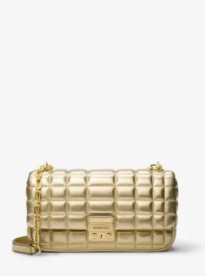 Tribeca Large Metallic Quilted Leather Shoulder Bag