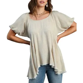 Umgee USA Linen Tunic Oatmeal