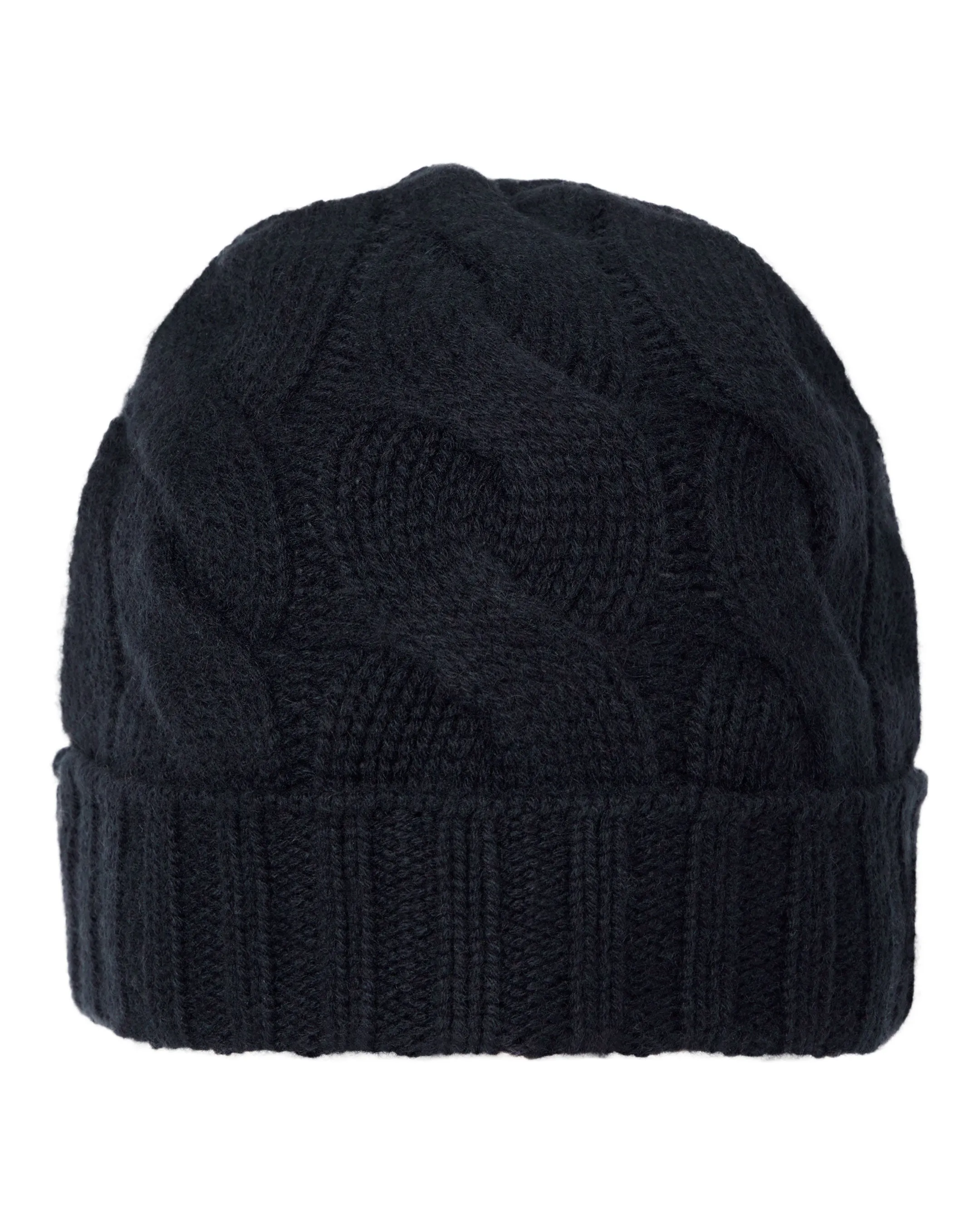 Unisex Chunky Cable Cashmere Hat Navy Blue