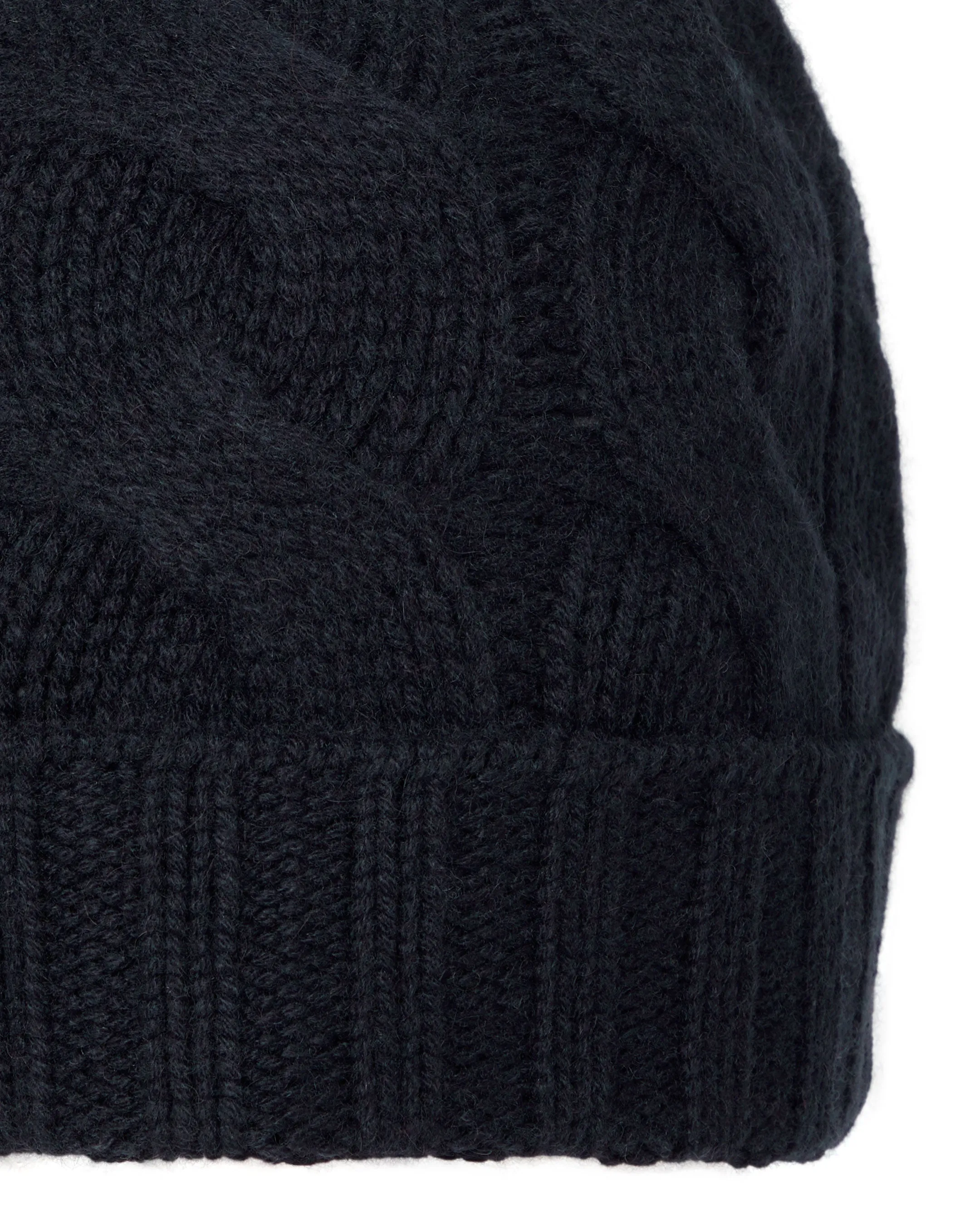 Unisex Chunky Cable Cashmere Hat Navy Blue