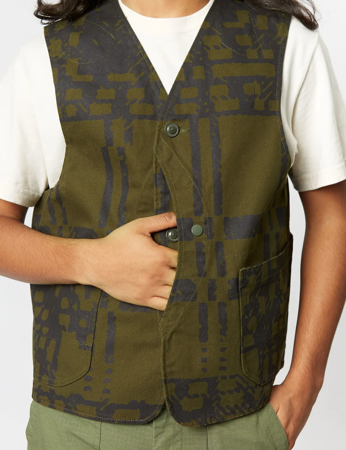 Upland Vest Plaid - Olive Green