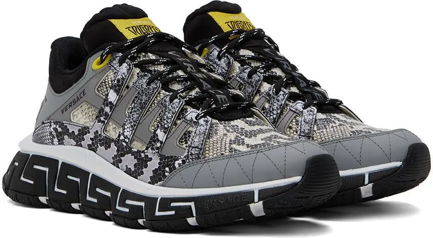 Versace Gray Python Trigreca Sneakers