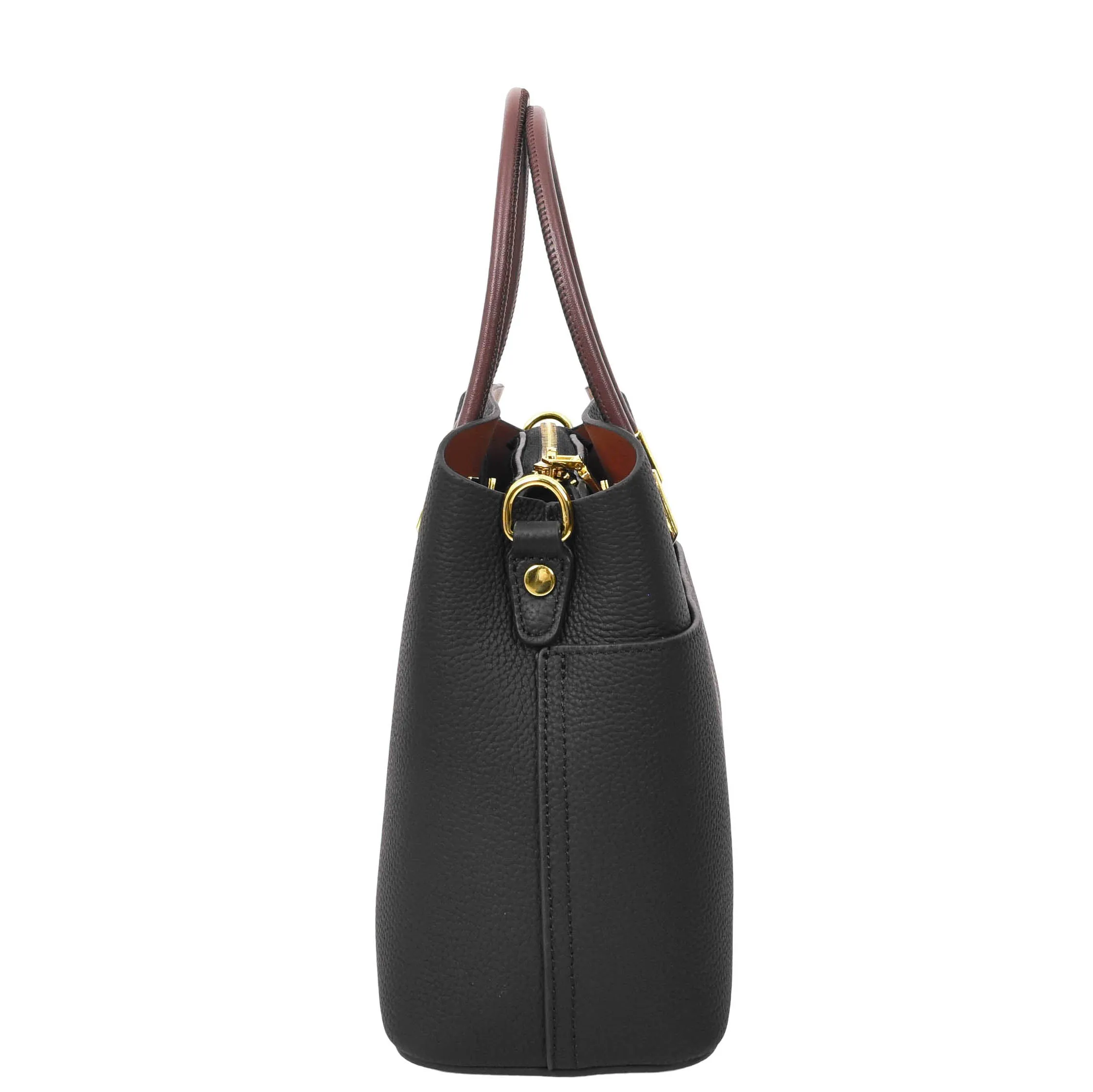 Womens Leather Top Handle Bag Ella Black