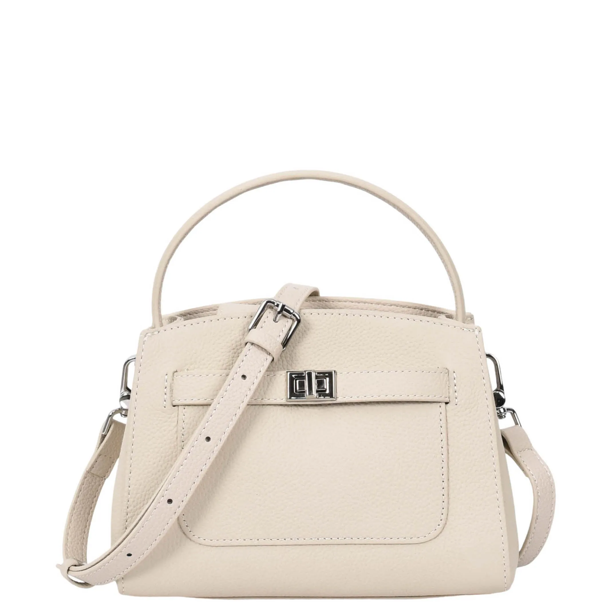 Womens Leather Top Handle Small Bag Lydia Off White