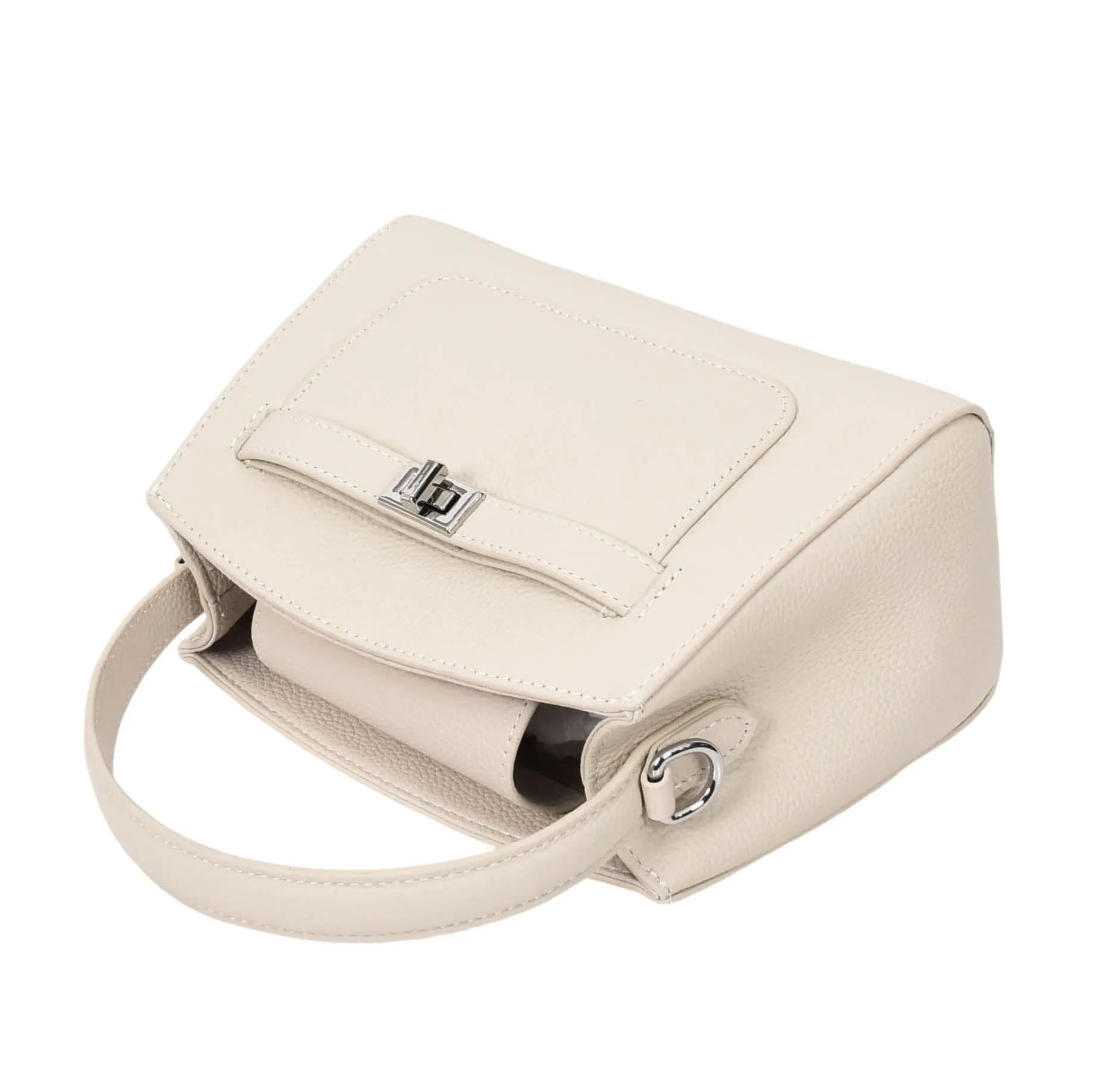 Womens Leather Top Handle Small Bag Lydia Off White