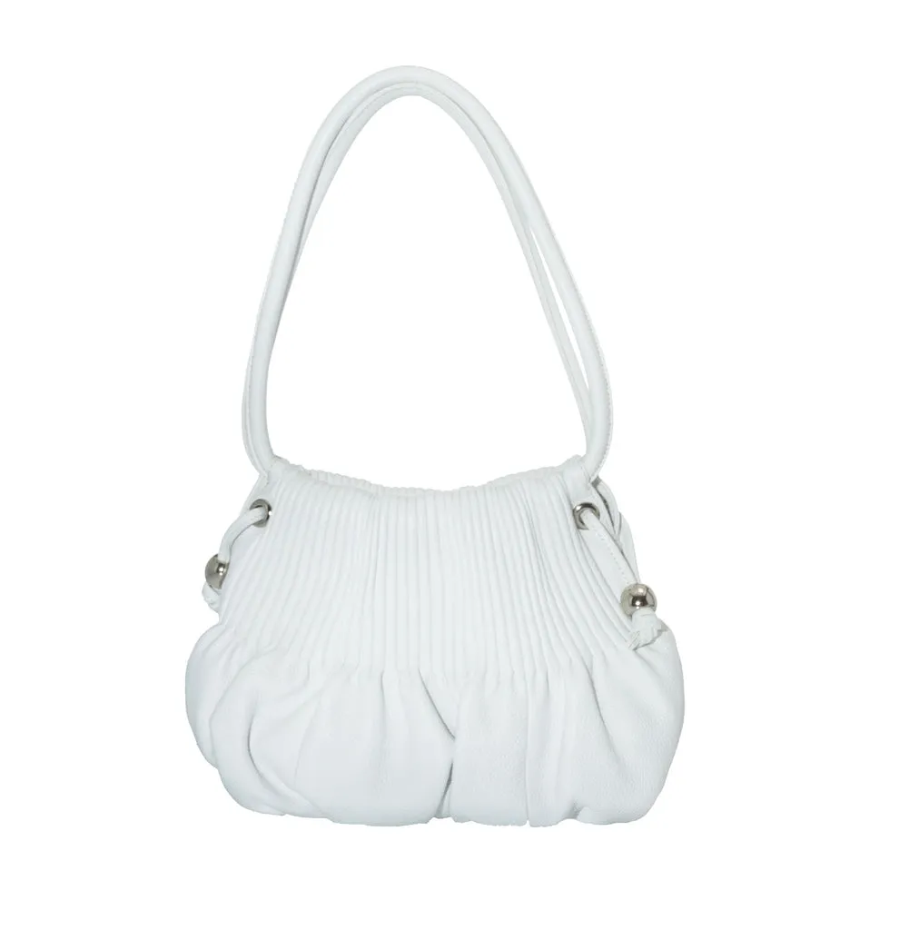 Year End Inventory Bodhi Small Pebble Leather Hobo Bag in White