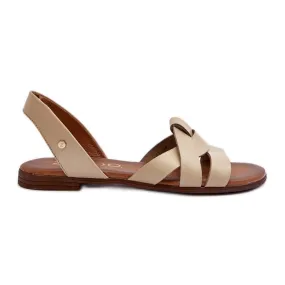 Zazoo 40185 Comfortable Leather Slip-On Sandals, Beige