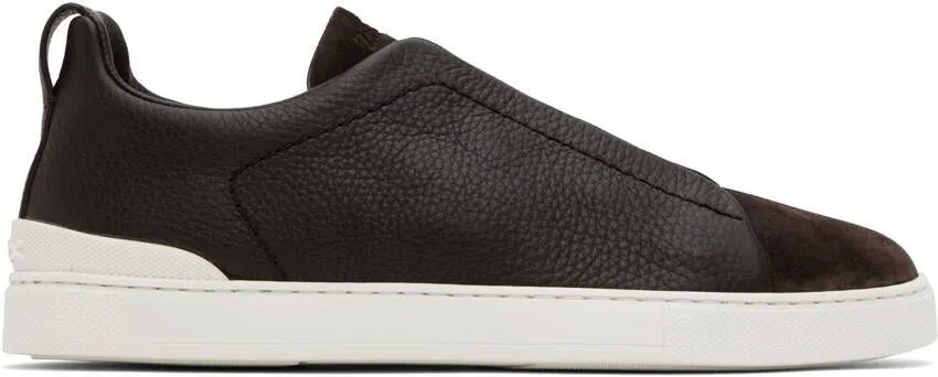 ZEGNA Brown Triple Stitch Sneakers