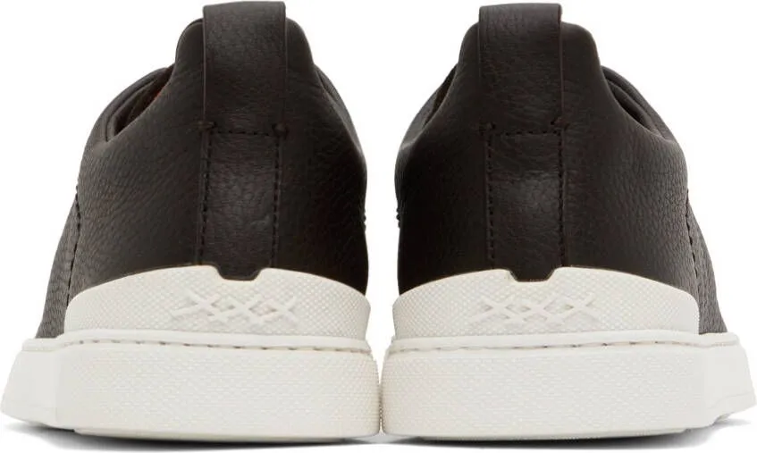 ZEGNA Brown Triple Stitch Sneakers