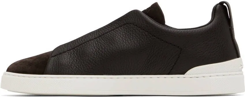 ZEGNA Brown Triple Stitch Sneakers