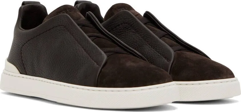 ZEGNA Brown Triple Stitch Sneakers