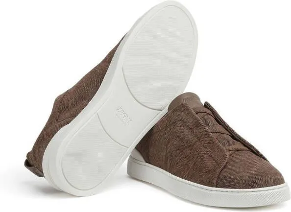 Zegna Triple Stitch canvas sneakers Brown